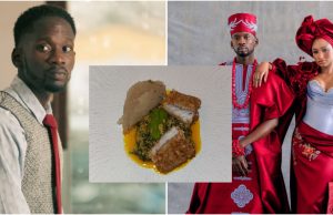 Mr Eazi raises eyebrows as he shows off his Egusi soup with garri following wedding