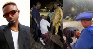 “Why he dey kneel?” – Gospel singer, Gaise Baba meets Pastor Adeboye, wife in UK