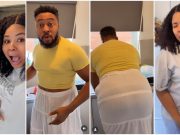 Nosa Rex rocks wife’s clothes, leaves her stunned (Video) Nosa Rex wears wife's cloth