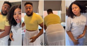 Nosa Rex rocks wife’s clothes, leaves her stunned (Video) Nosa Rex wears wife's cloth