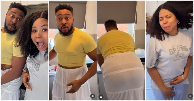 Nosa Rex wears wife's cloth