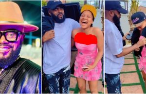 “I don’t want the world to see what you have” – Chief Imo quickly covers Mercy Kenneth up with jacket as they meet (Video)