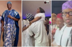 “If you ever carry my wife like that again…” – Lateef Adedimeji sends message to 2 men who lifted Mo Bimpe at event (Video)