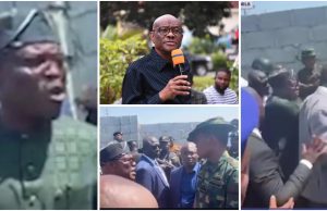 “See as them rush am” – Drama as soldiers challenge Nyesom Wike (Video)