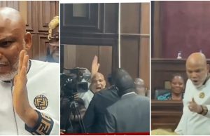 Drama as judge tells security to take Nnamdi Kanu out of court (Video)