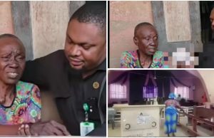 “She’s still in pain and shaken” – Activist Harrison Gwamnishu visits old woman who struggled to run during Kwara Church attack (Video)