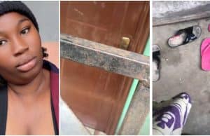 Lady who heard loud screams from neighbour’s house shares what she caught husband doing to wife (Video)