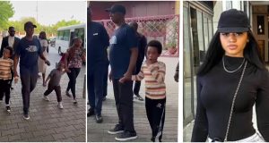 Ned Nwoko sparks buzz as he steps out with sons with Regina Daniels in new video
