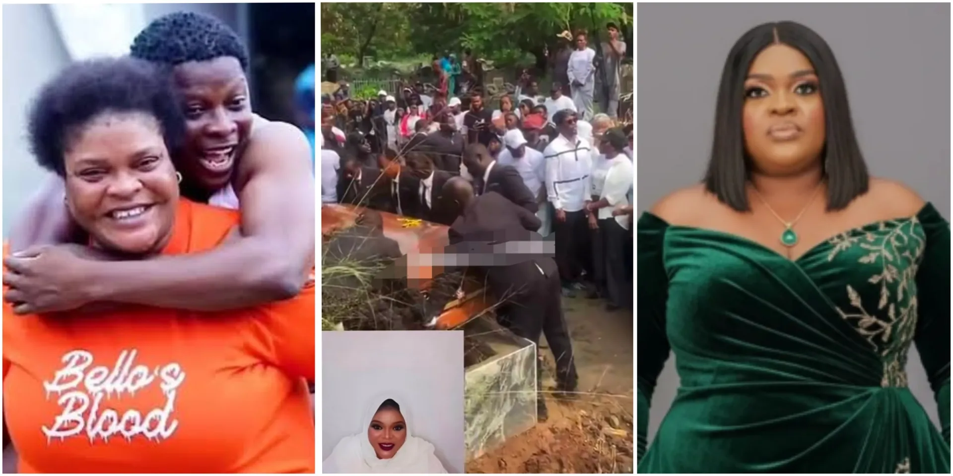 “He couldn’t stand it” – Netizens comment on Rotimi Salami’s reaction as Allwell Ademola is laid to rest amid tears (Video)