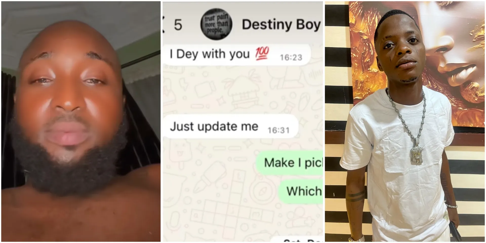 Man mourns, releases chat showing Destiny Boy’s response after contacting him via WhatsApp last year December (Screenshot)