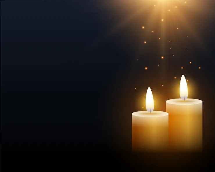 realistic-two-burning-candle-dark-background-with-light-effect-vector_1017-46183